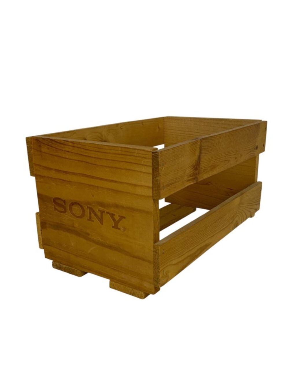 Sony Wooden Decorative 20 CD DVD Storage Crate Box Rustic Pinewood Vintage 90s